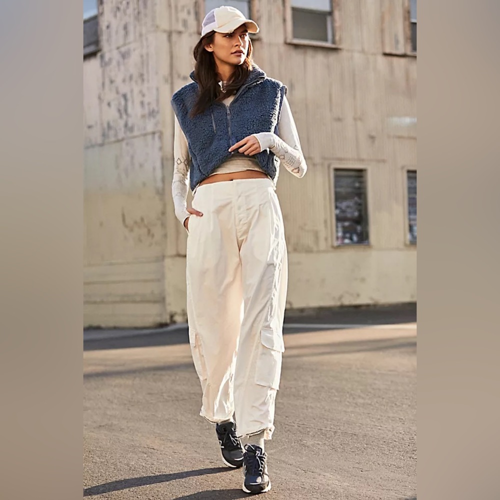 Free People x FP Movement Mesmerize Me Solid Pants, Painted White, Size Small